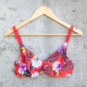 Orange Tropical Floral Simmons Bikini Top